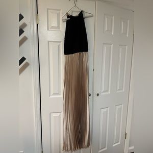 Black and Champaign Pleated Dress